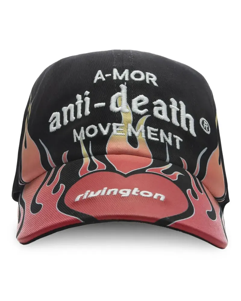 RRR123 Anti Death Baseballkappe mit Flammen-Print - Schwarz Schwarz