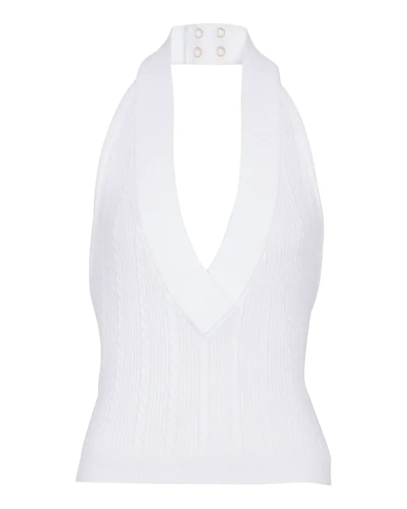 Balmain Oberteil mit Strickmuster - Weiß Weiß