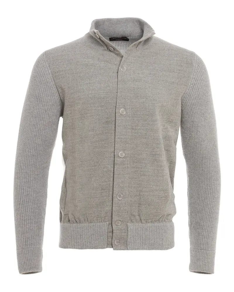 Doriani Cardigan mit gerippten Einsätzen - Grau Grau