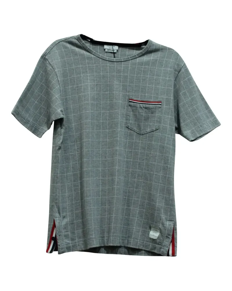 Thom Browne grid-print pocket T-shirt - Grau Grau