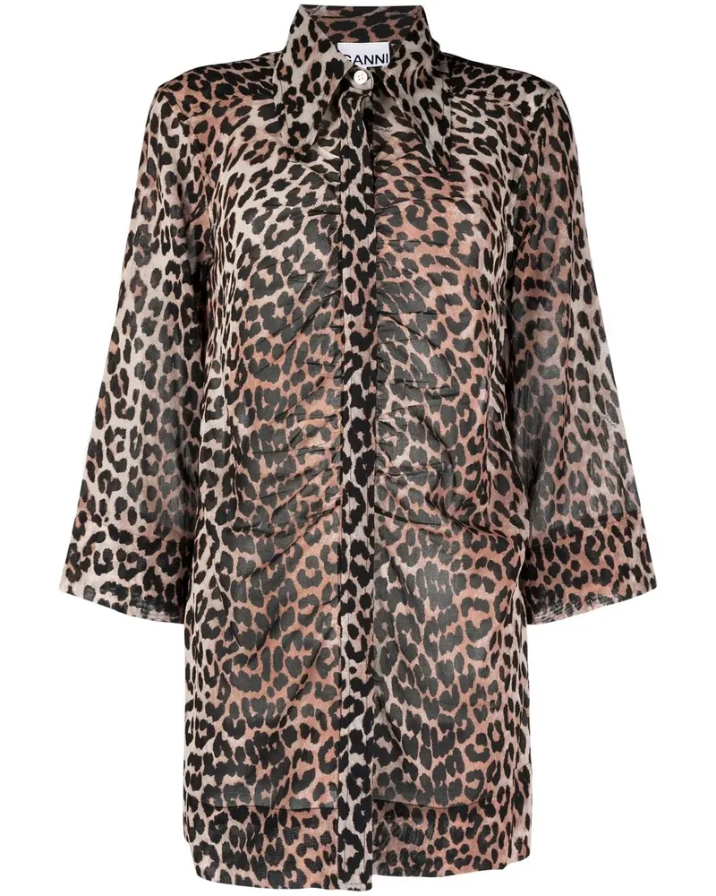 Ganni Hemd mit Leoparden-Print - Braun Braun