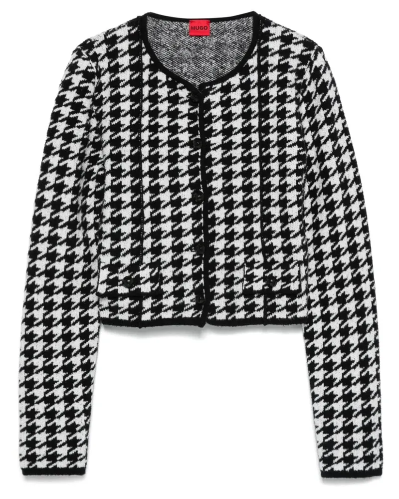 HUGO BOSS Cardigan mit Hahnentrittmuster - Schwarz Schwarz