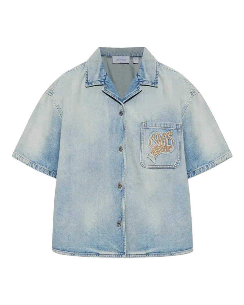 OFF-WHITE Hemd mit Logo-Patch - Blau Blau
