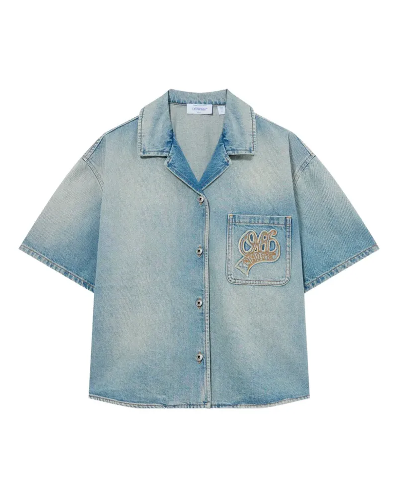 OFF-WHITE Hemd mit Logo-Patch - Blau Blau