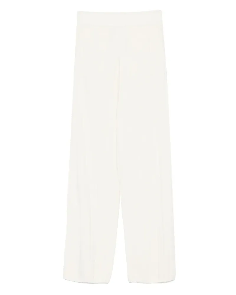 Max Mara Gerippte Strickhose - Weiß Weiß