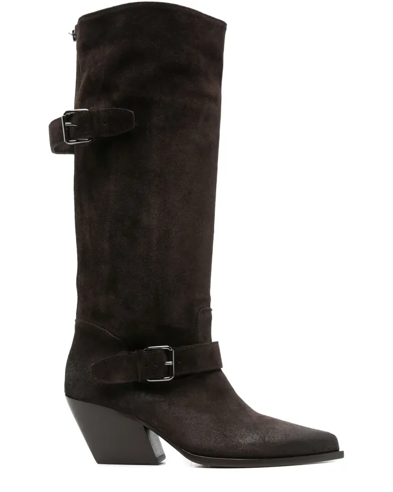 Elena Iachi Kniehohe Stiefel mit Schnalle - Braun Braun