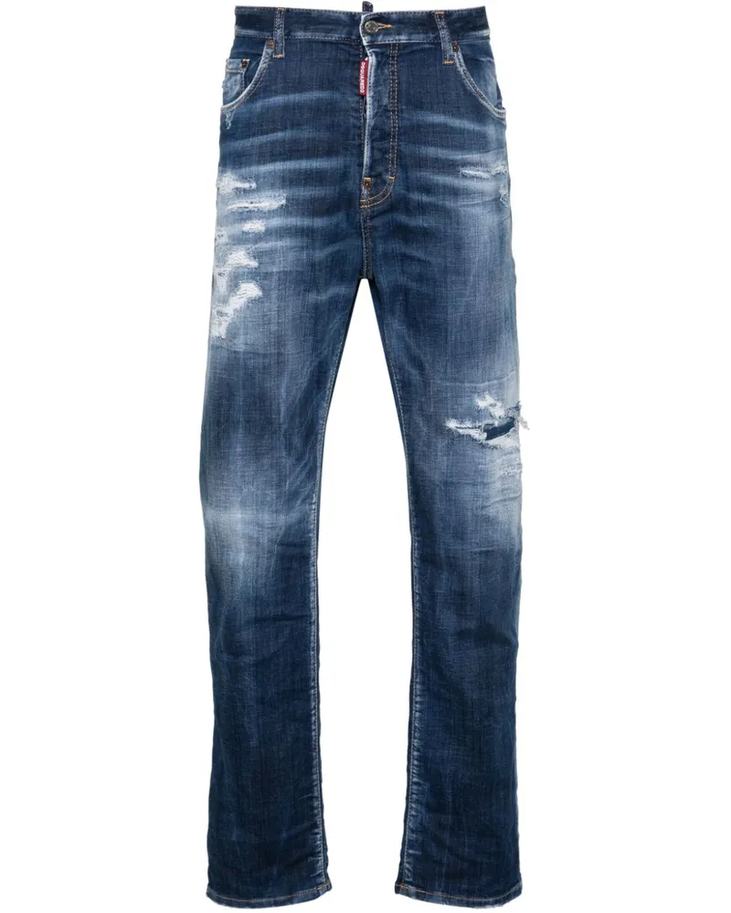 Dsquared2 Dunkle Cast Wash Bro Straight-Leg-Jeans - Blau Blau