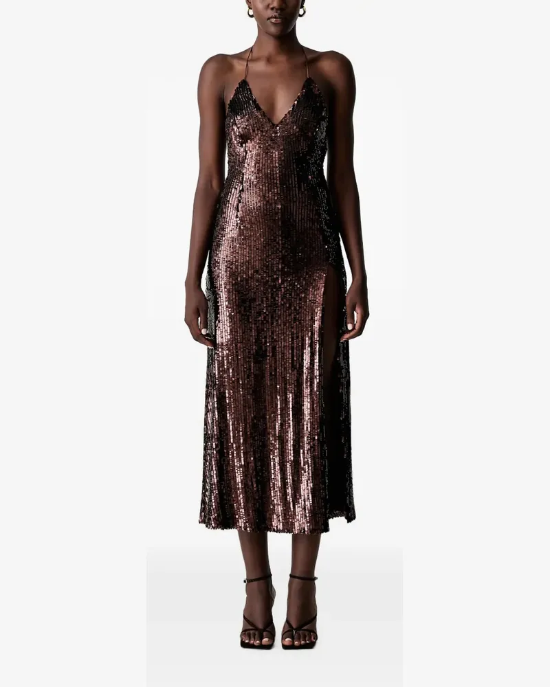 Bardot Santina Midikleid mit Pailletten - Braun Braun