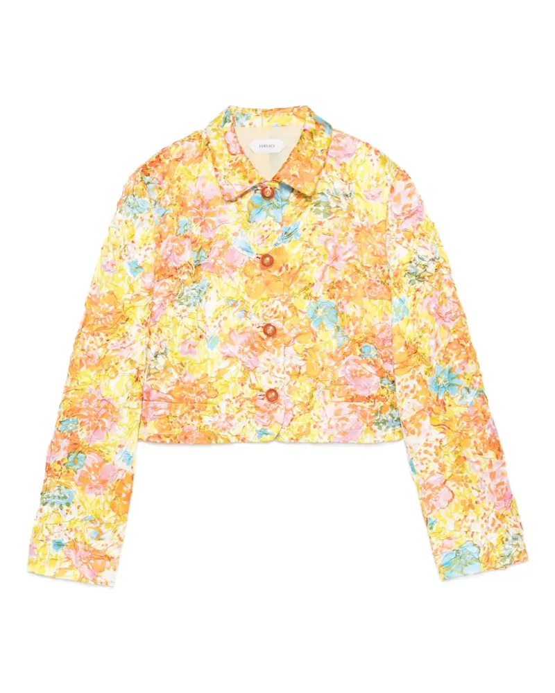 Versace Cropped-Jacke mit Blumenprint - Gelb Gelb