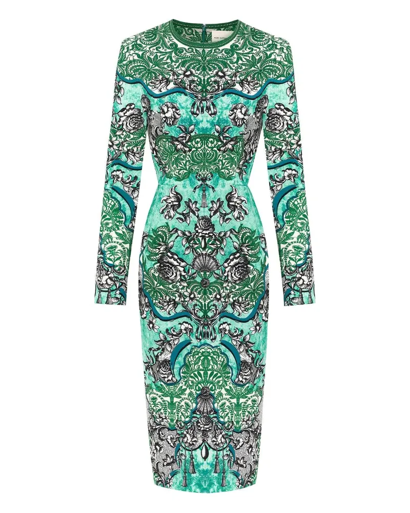 Mary Katrantzou Naomi Midikleid mit langen Ärmeln - Blau Blau