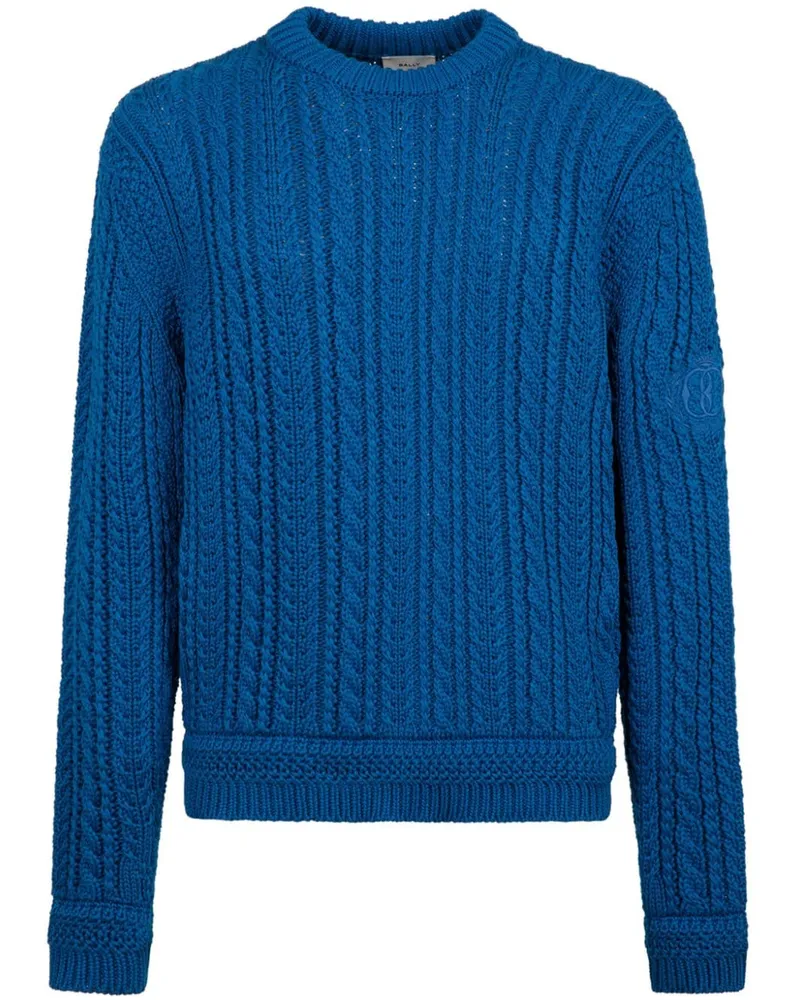 Bally Pullover mit Zopfmuster - Blau Blau