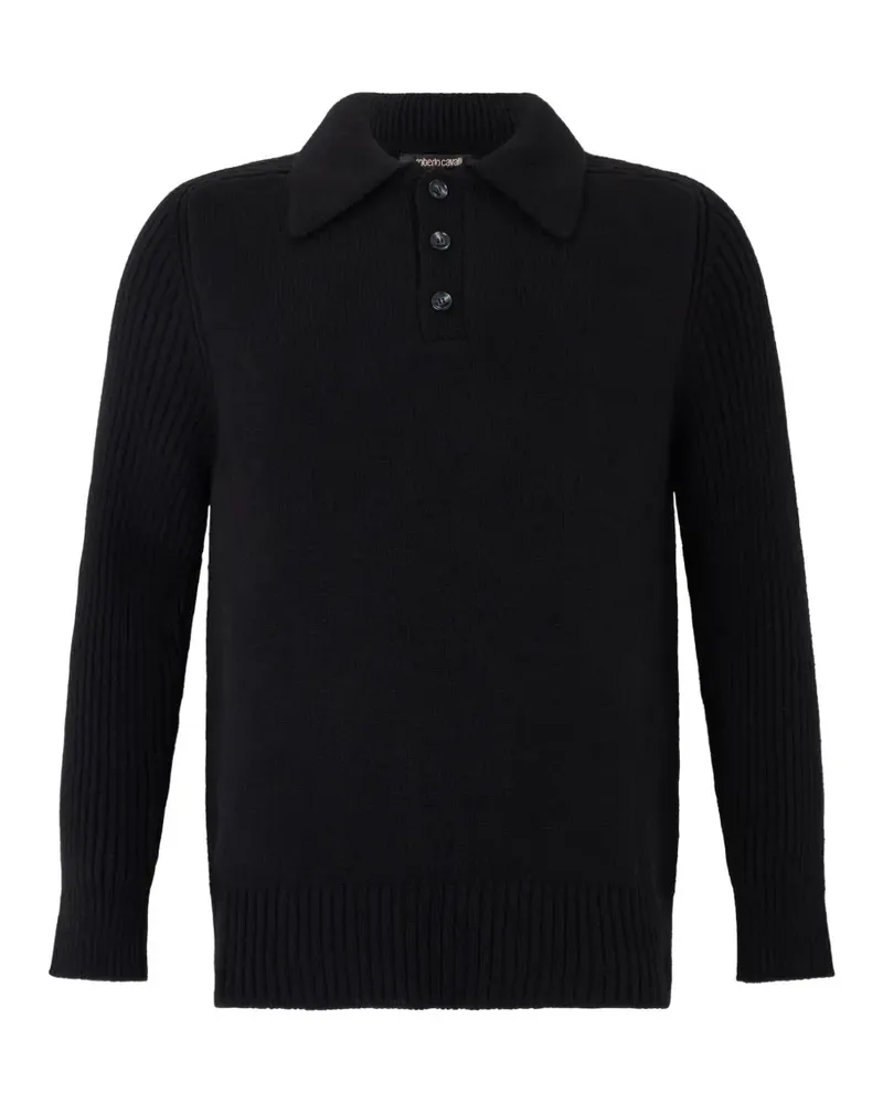 Roberto Cavalli ribbed-knit polo sweater - Schwarz Schwarz