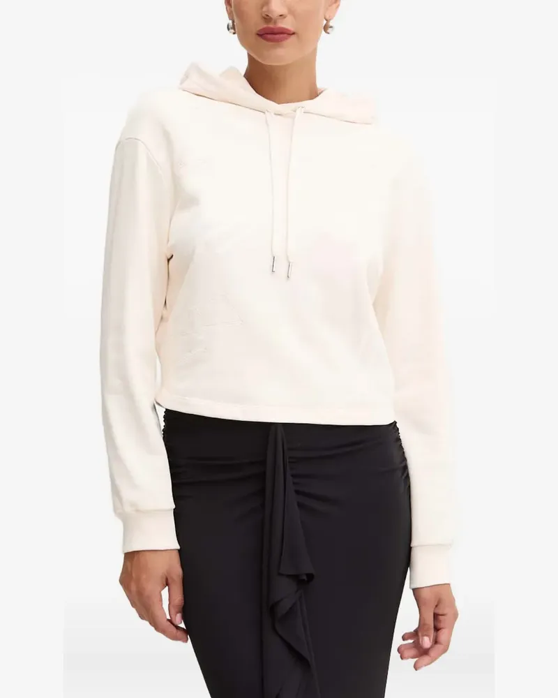 Armani Exchange logo-embroidered cotton hoodie - Nude Nude