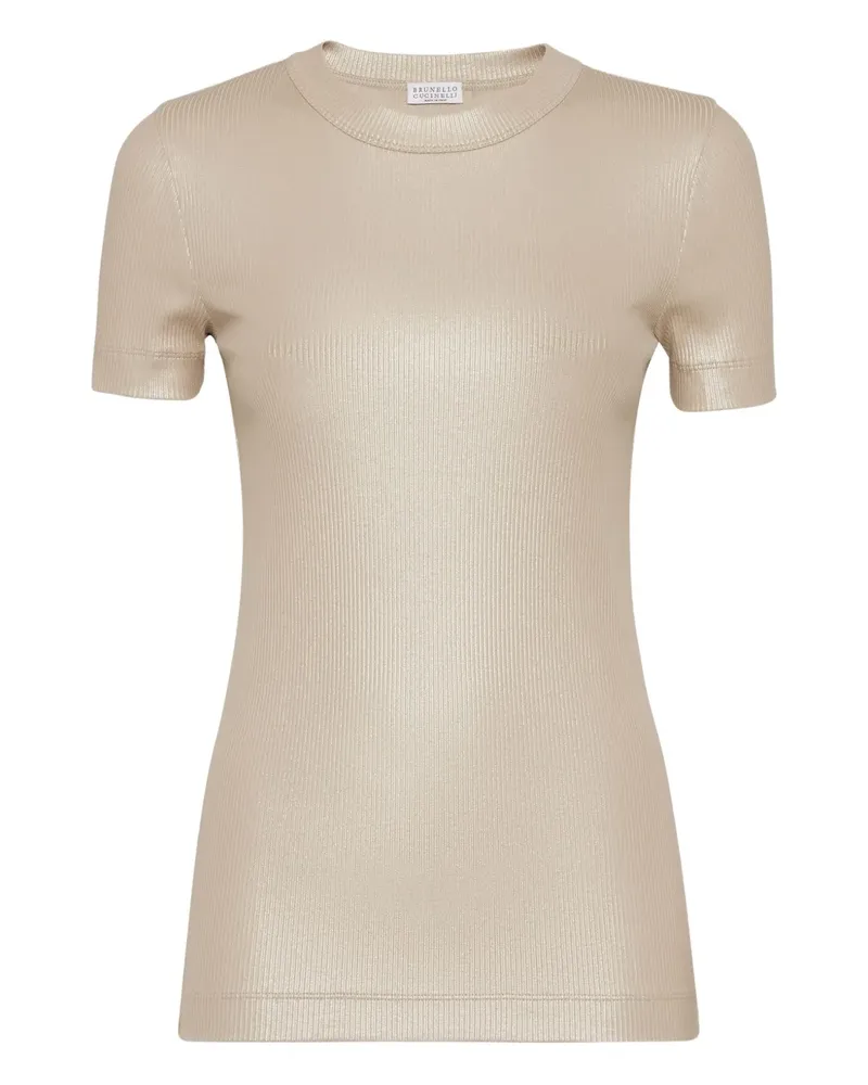 Brunello Cucinelli Geripptes T-Shirt - Nude Nude