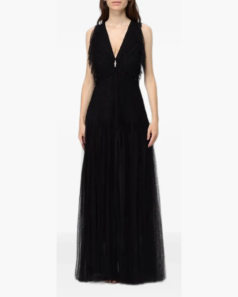 Elisabetta Franchi Tüllkleid mit Rüschen - Schwarz Schwarz