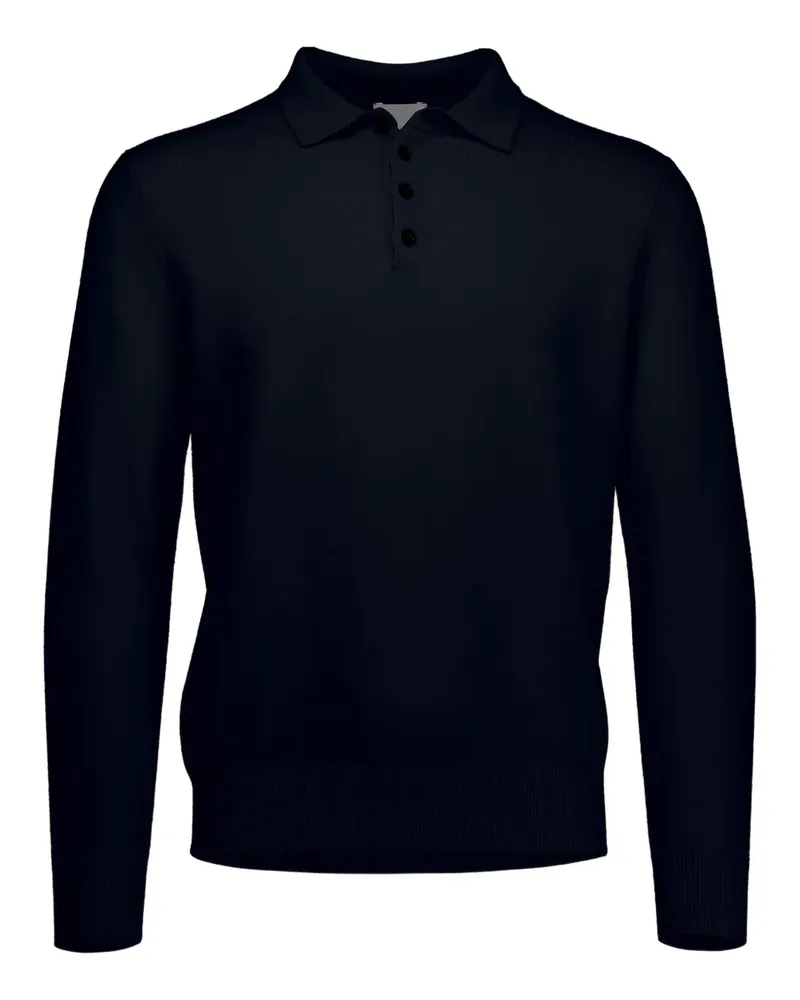 ALLUDE Langärmeliges Poloshirt - Blau Blau