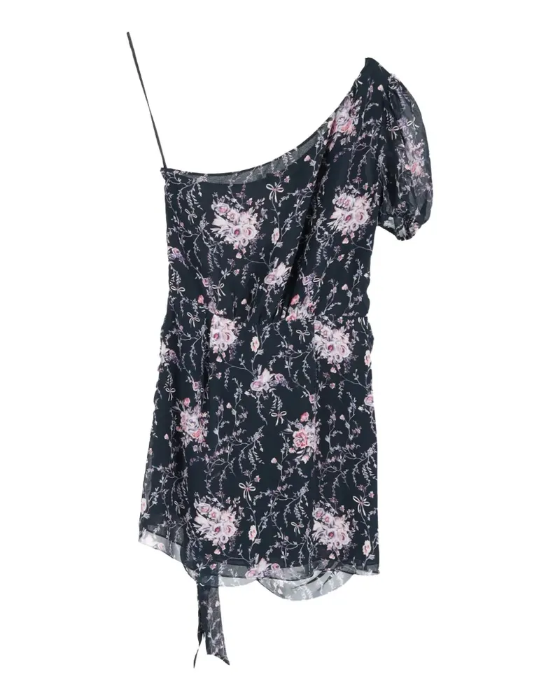 LoveShackFancy Einschultriges Kleid mit Blumen-Print - Schwarz Schwarz