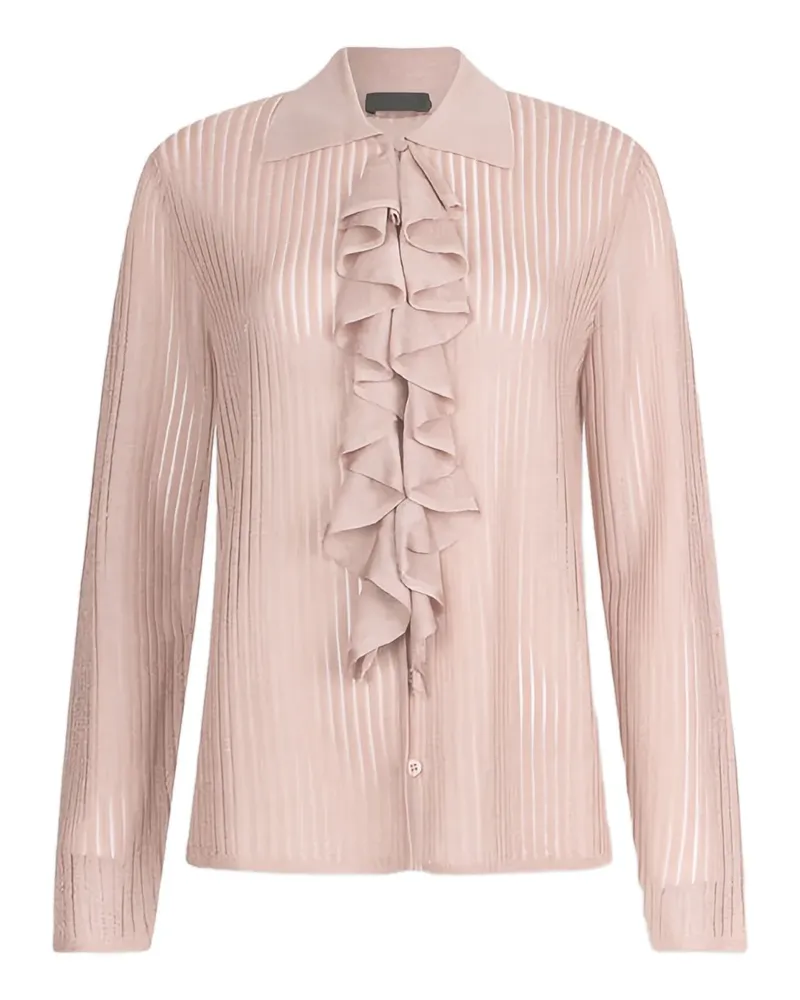 Liu Jo Geripptes Strickhemd mit Rüschen - Rosa Rosa