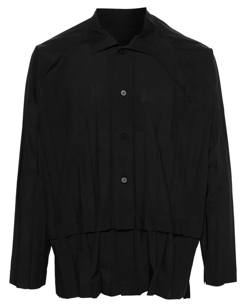 Issey Miyake Plissiertes Hemd im Layering-Look - Schwarz Schwarz