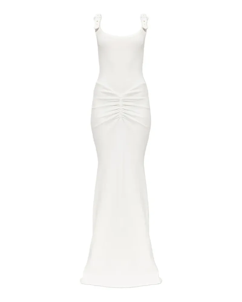 Versace Jeans buckle-straps sleeveless maxi cotton dress - Weiß Weiß