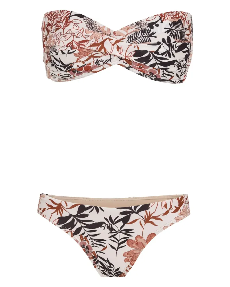 Amir Slama Bikini mit Blumen-Print - Weiß Weiß