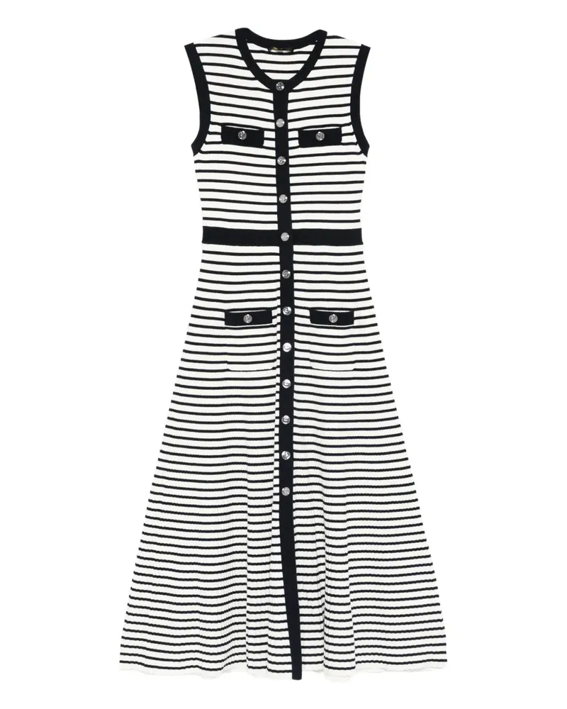 Maje Gestreiftes Maxikleid mit Knopfverschluss - Weiß Weiß