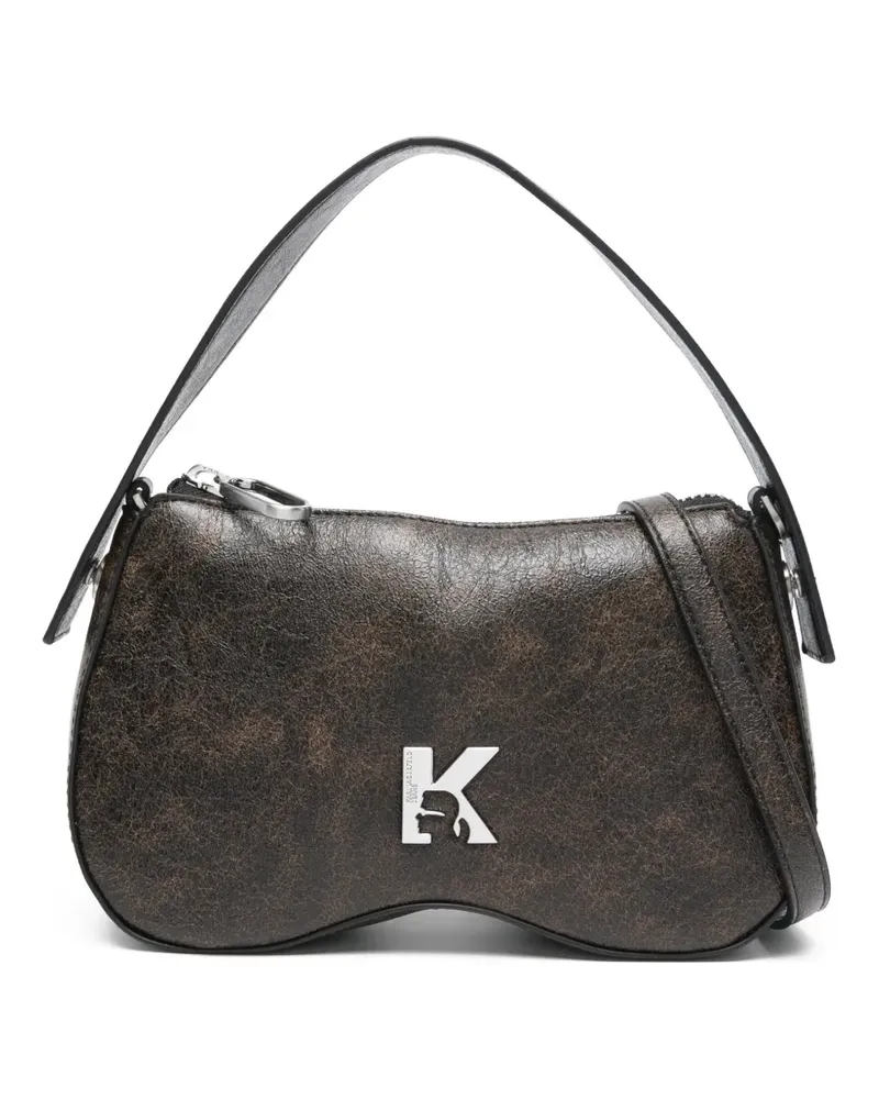 Karl Lagerfeld Schultertasche mit Logo-Schild - Braun Braun