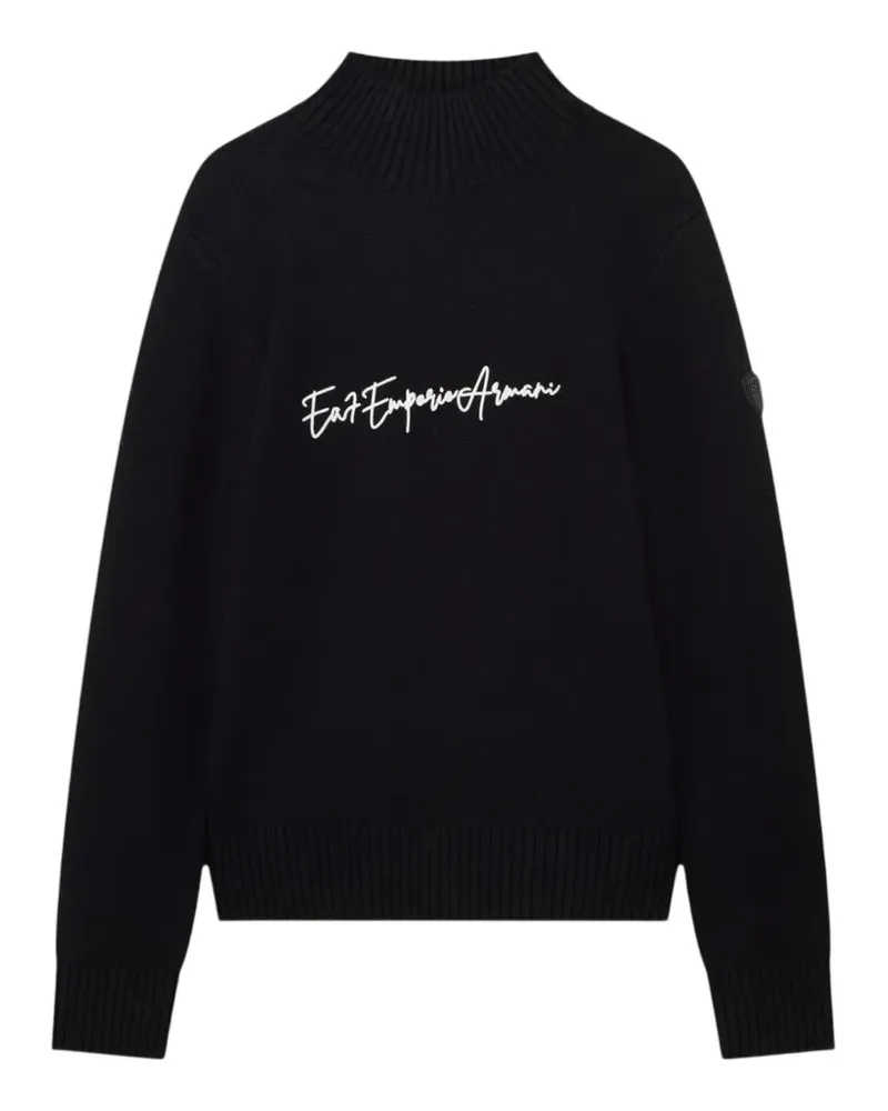 EA7 Stehkragen-Pullover mit Logo-Stickerei - Schwarz Schwarz