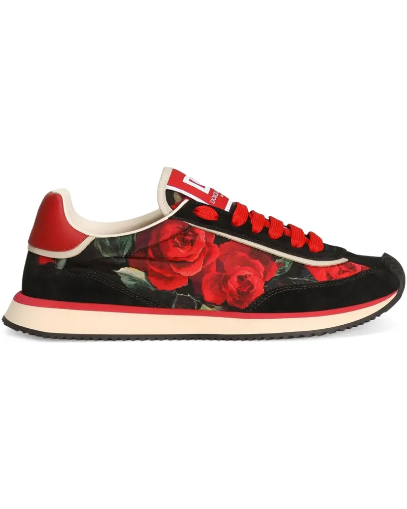 Dolce & Gabbana Sneakers mit Blumen-Print - Schwarz Schwarz