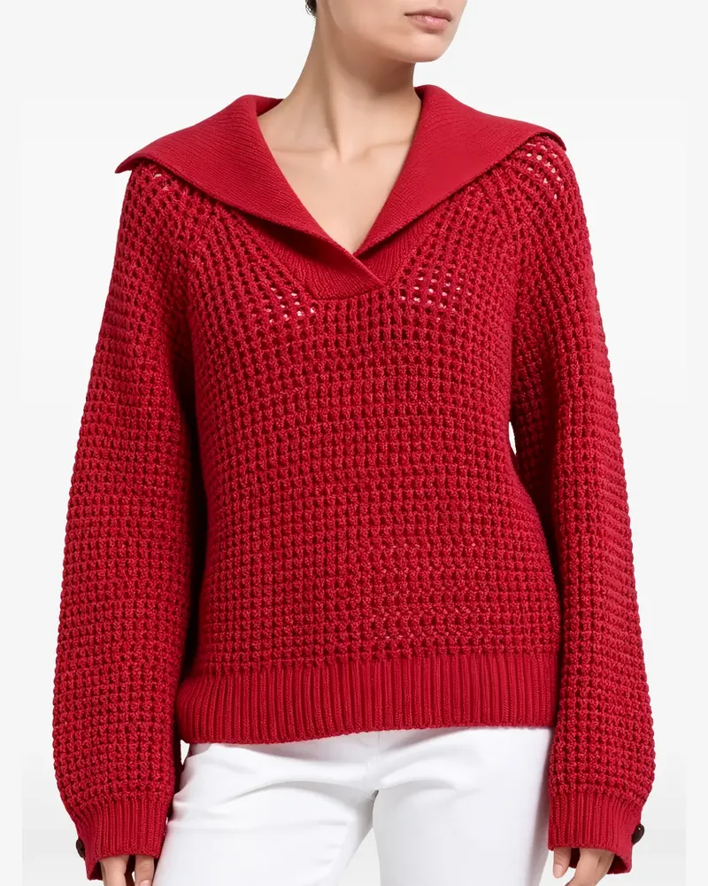 Brunello Cucinelli Pullover mit Matrosenkragen in Waffelstrick - Rot Rot