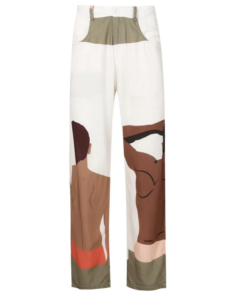 Amir Slama Hose mit grafischem Print - Nude Nude