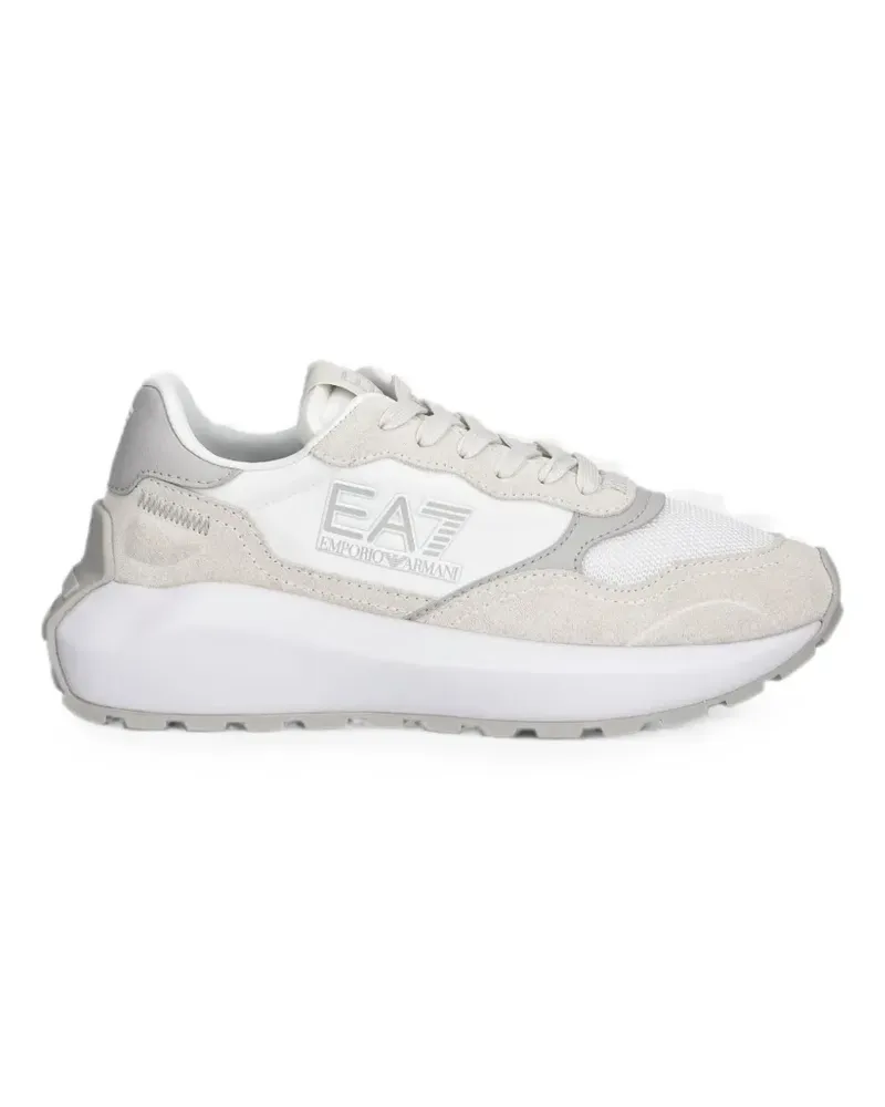 EA7 logo-patch panelled sneakers - Nude Nude