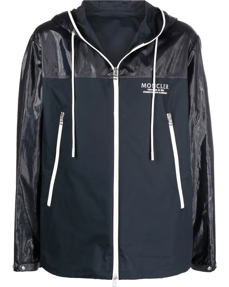 Moncler Kapuzenjacke mit Logo-Print - Blau Blau
