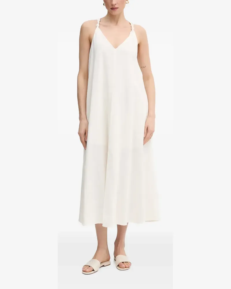 DKNY Midikleid mit Knotendetail - Weiß Weiß