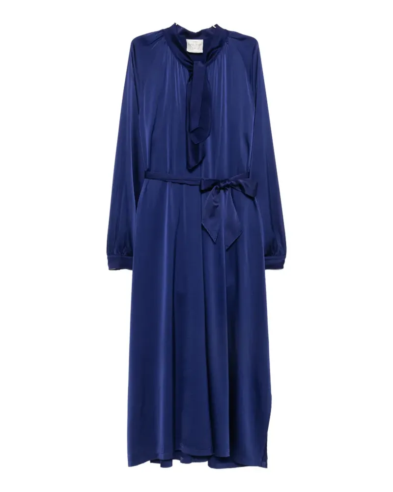 forte_forte tie-neck belted midi dress - Blau Blau