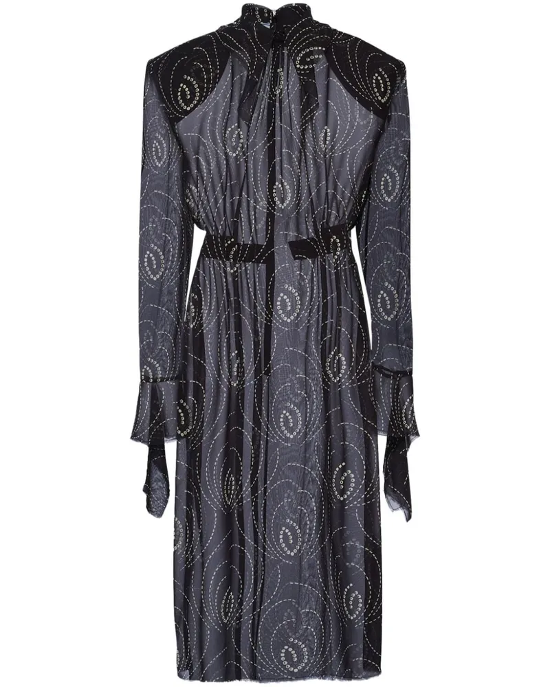 Prada Georgette-Kleid mit Print - Schwarz Schwarz