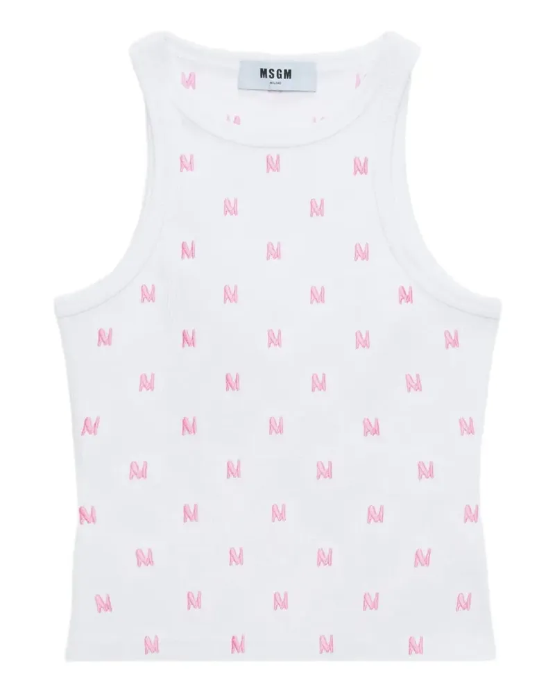 MSGM Oberteil mit Monogramm - Weiß Weiß