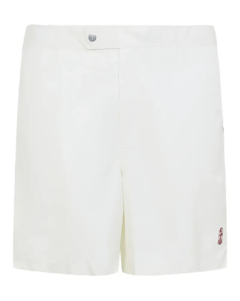 Brunello Cucinelli logo-embroidery swim shorts - Weiß Weiß