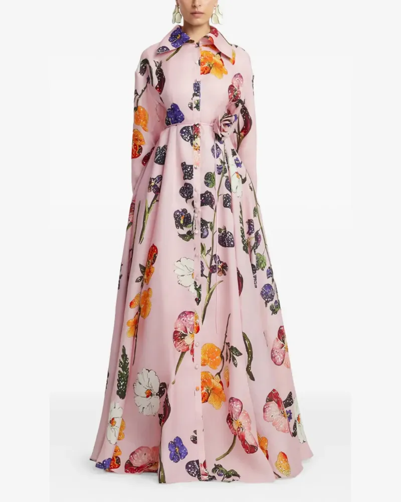 LEO LIN Josephine floral-print button maxi dress - Rosa Rosa