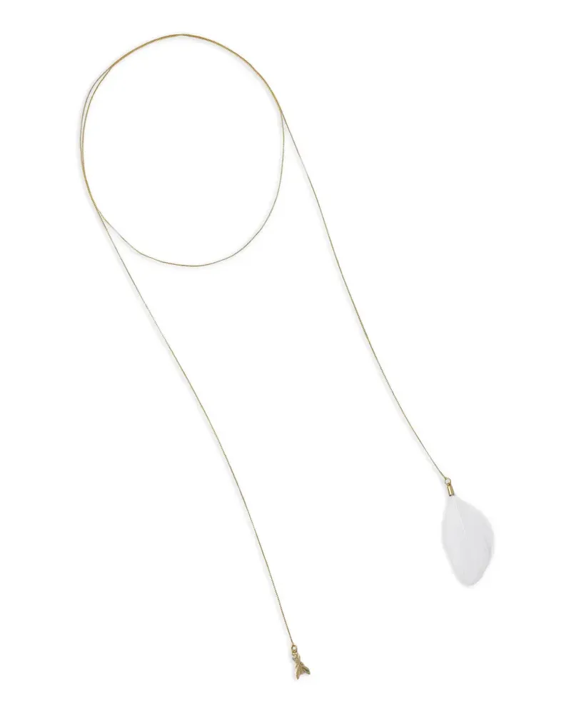 Patrizia Pepe fly-motif feather-pendant necklace - Gold Gold