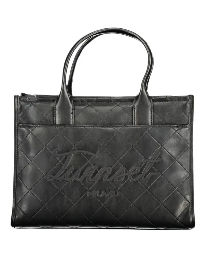 Twin-Set Gesteppte Tote Bag mit Logo-Prägung - Schwarz Schwarz