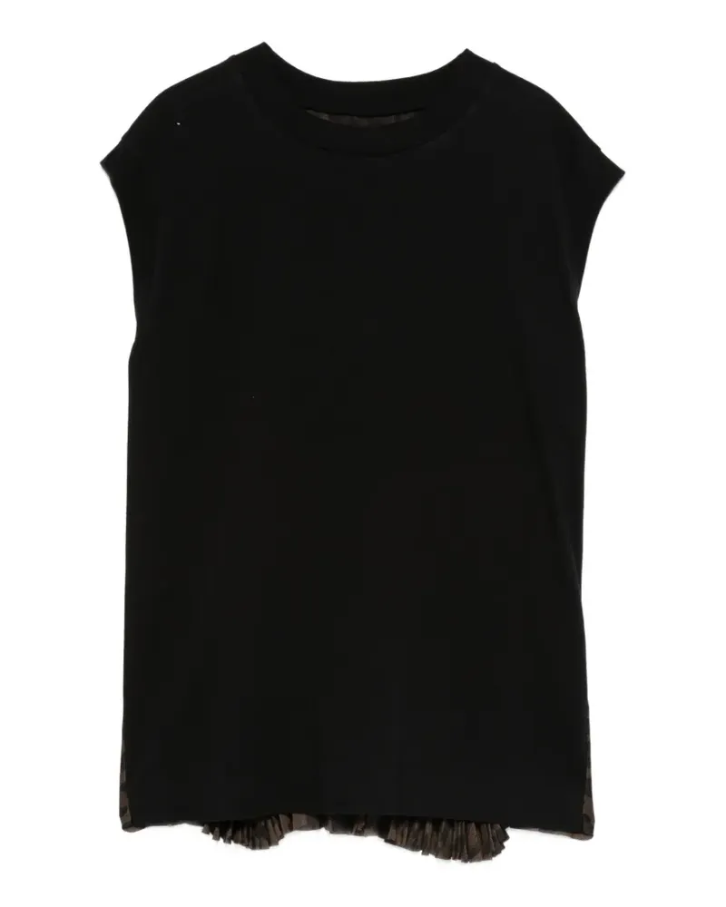 Sacai T-Shirt mit Rüschen - Schwarz Schwarz