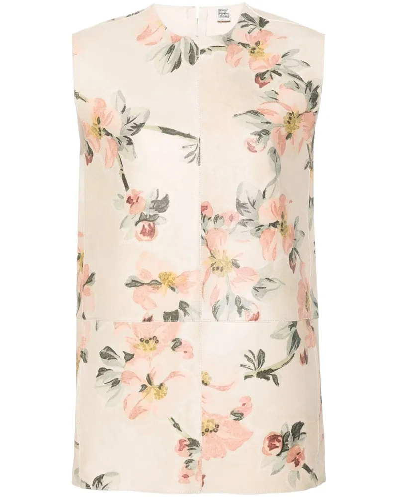 Totême Vada Lederoberteil mit floralem Print - Nude Nude