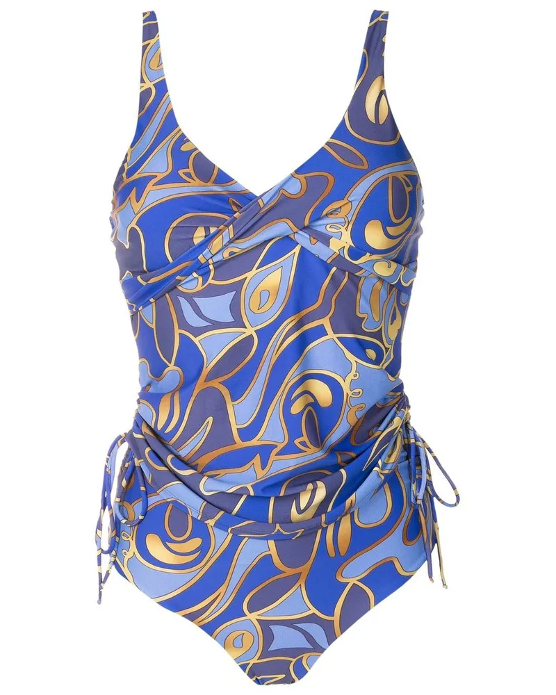 Lygia & Nanny Badeanzug mit grafischem Print - Blau Blau