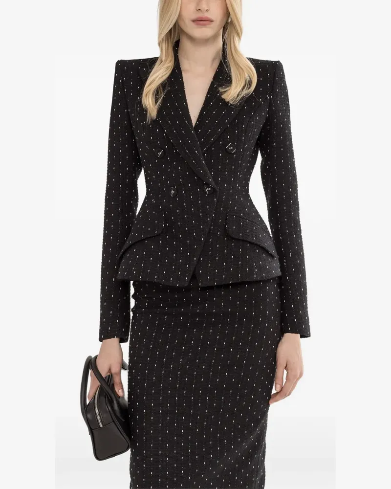 NISSA double-breasted boucle blazer - Schwarz Schwarz