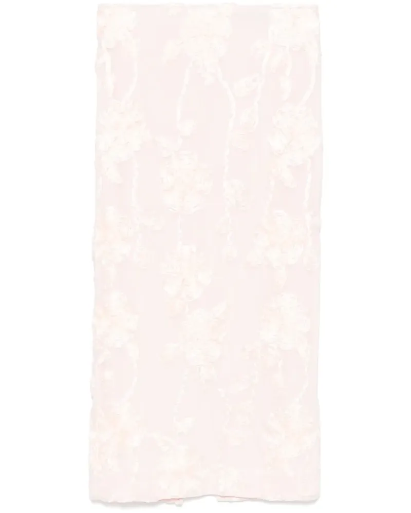 ROTATE Birger Christensen Bleistiftrock aus Blumen-Mesh - Rosa Rosa