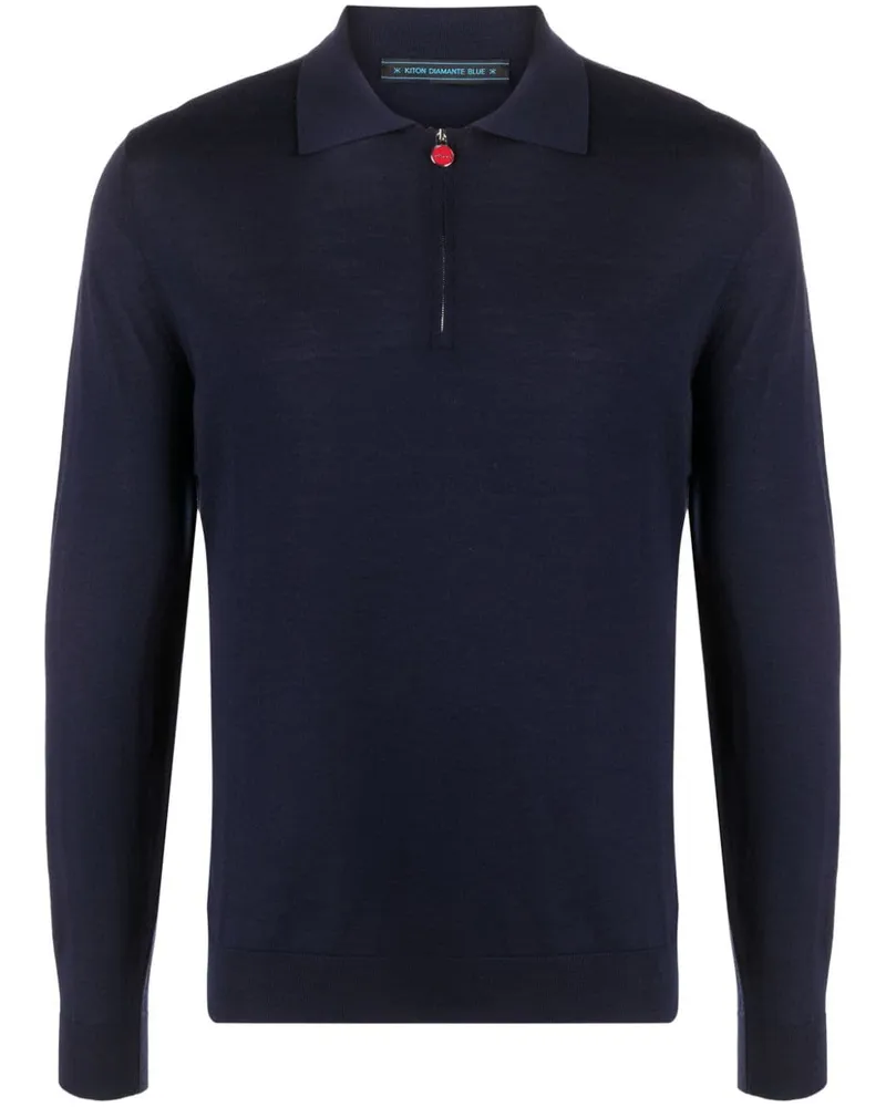 Kiton Poloshirt mit Reißverschluss - Blau Blau