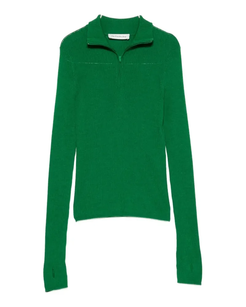 FRANKIE Shop Sade ribbed-knit half-zip sweater - Grün Grün