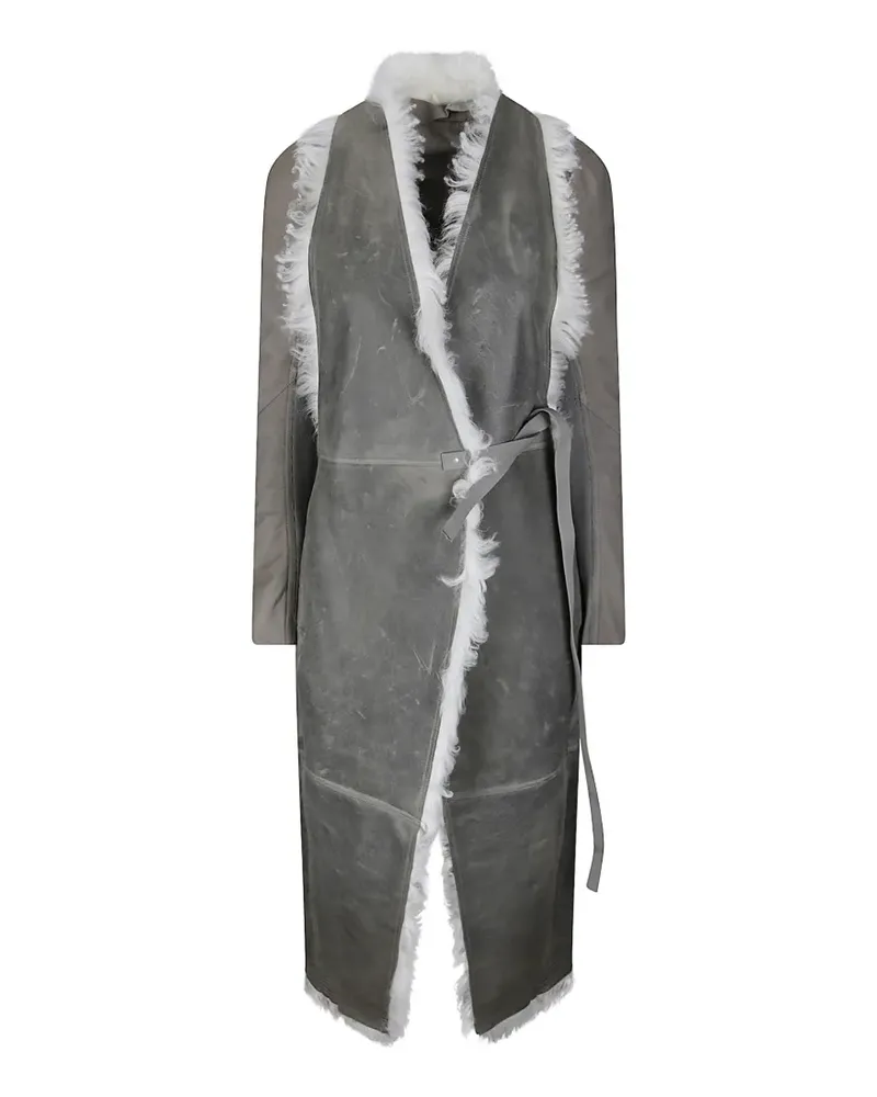 Rick Owens Cyclops shearling-trim leather coat - Grau Grau