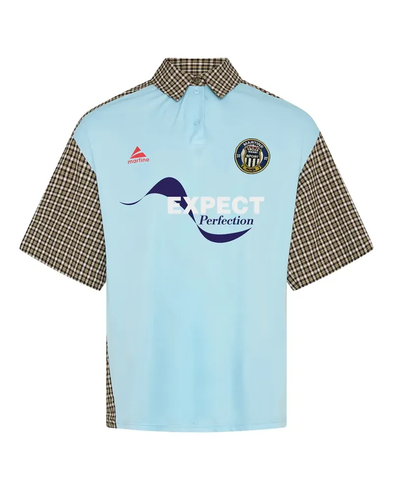 Martine Rose checked panel polo shirt - Blau Blau